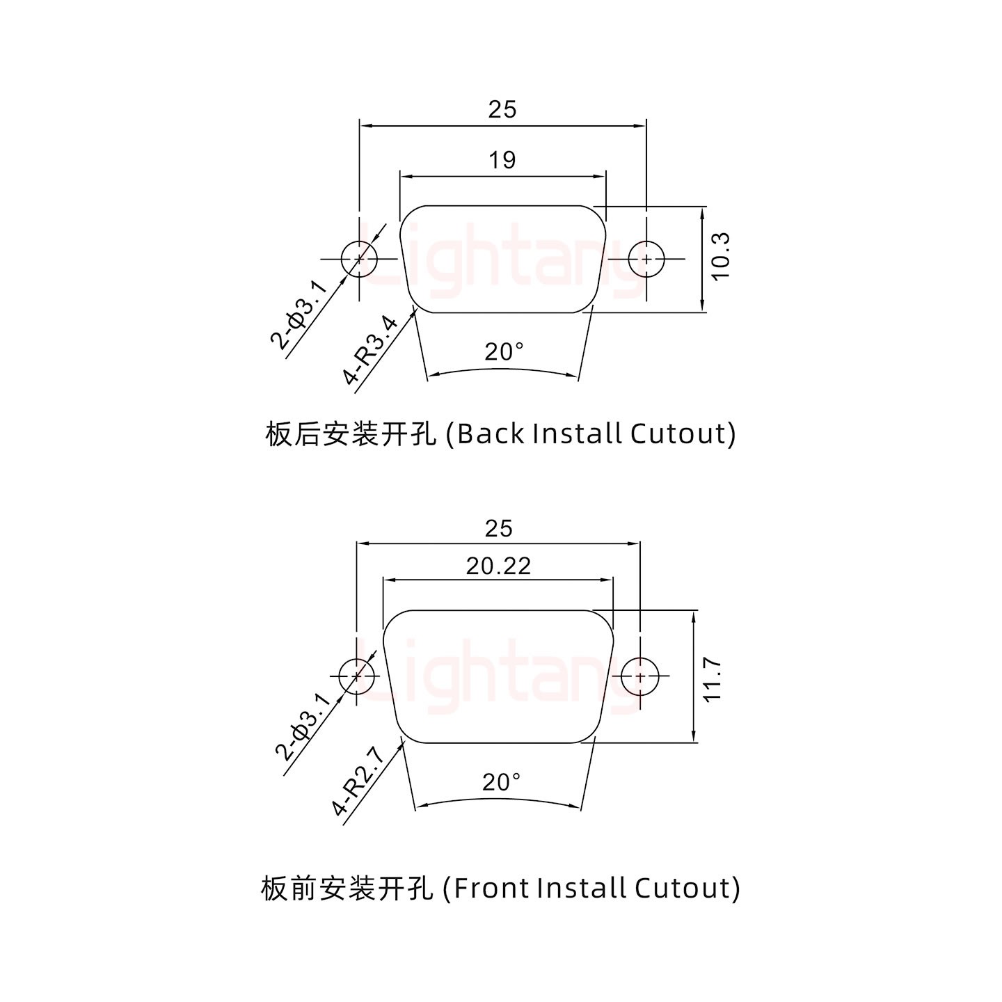 5W1母焊線式/光孔/射頻同軸50歐姆