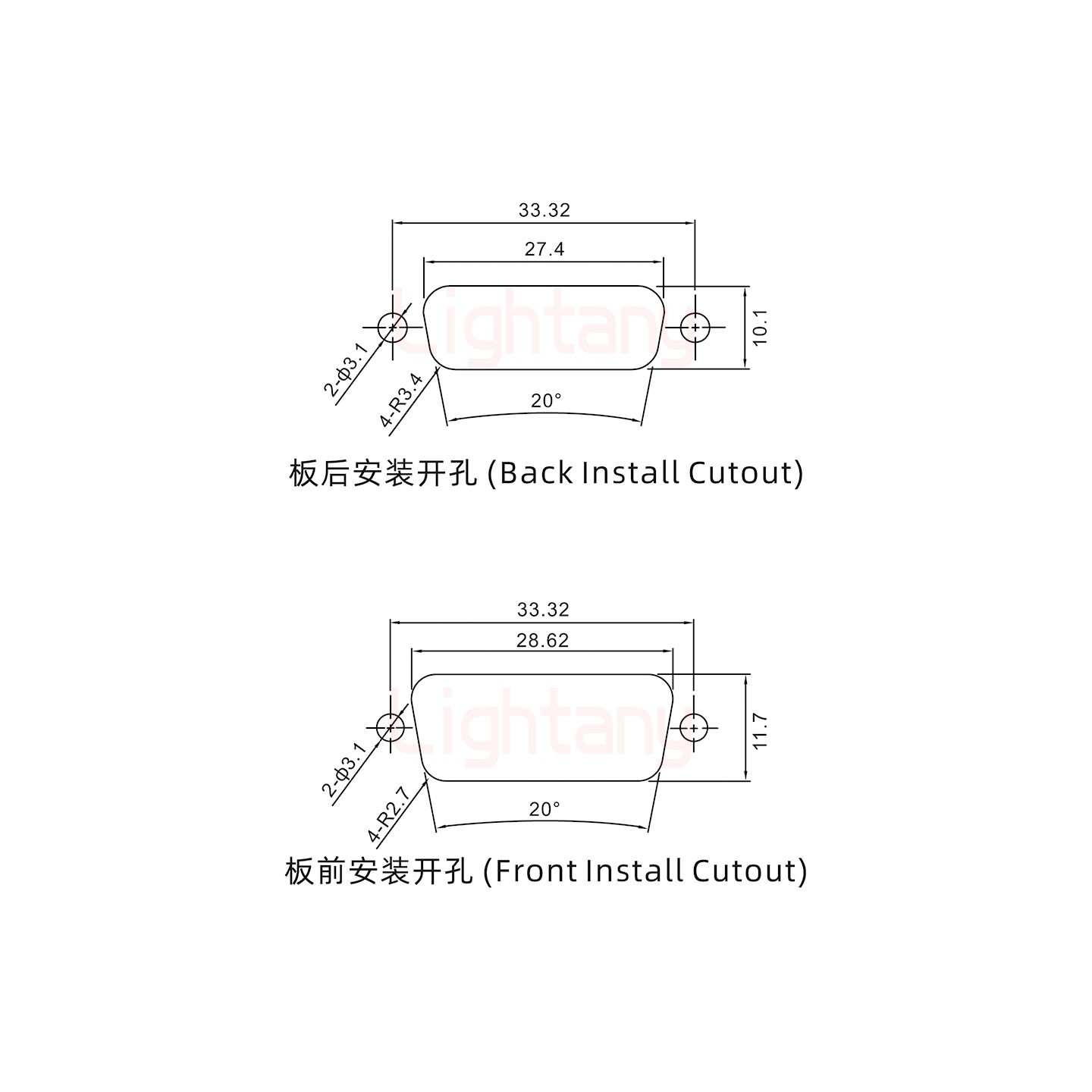 7W2母焊線式/光孔/射頻同軸50歐姆