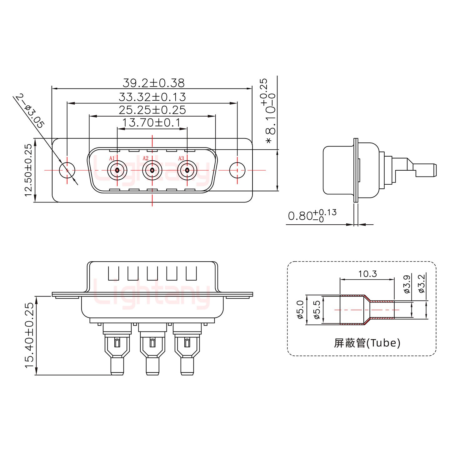 3W3公焊線式75歐姆+15P金屬外殼1679斜出線4~12mm