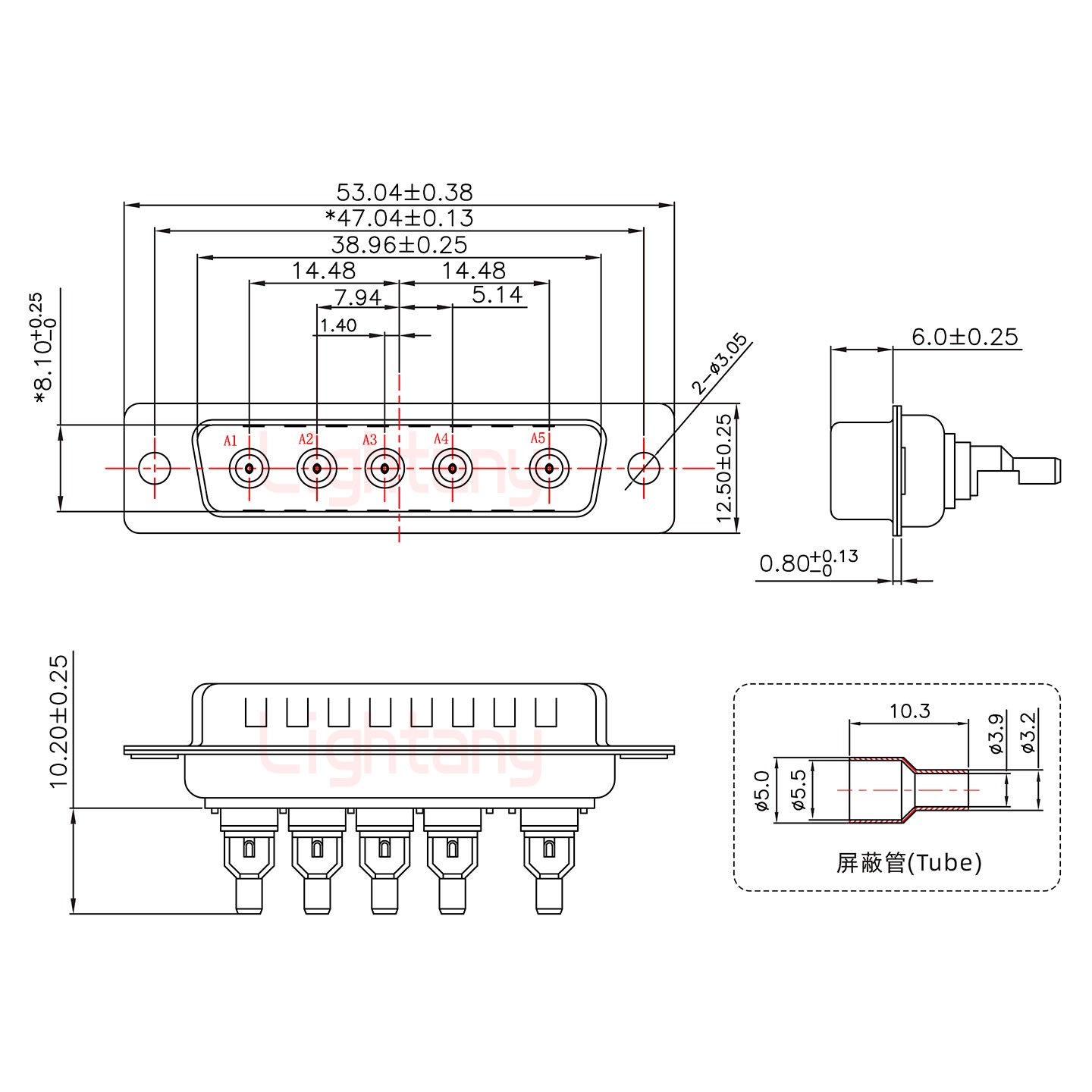 5W5公焊線式/光孔/射頻同軸50歐姆