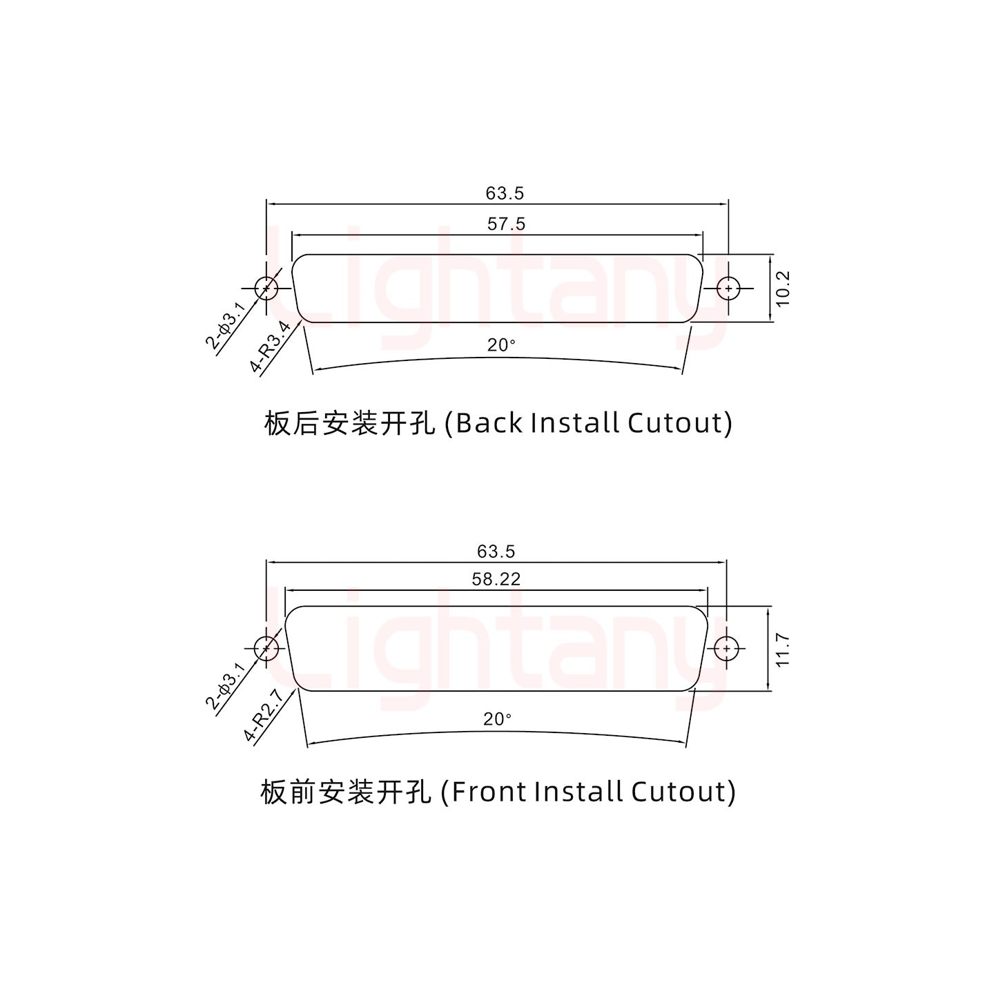 27W2母焊線式/光孔/射頻同軸50歐姆