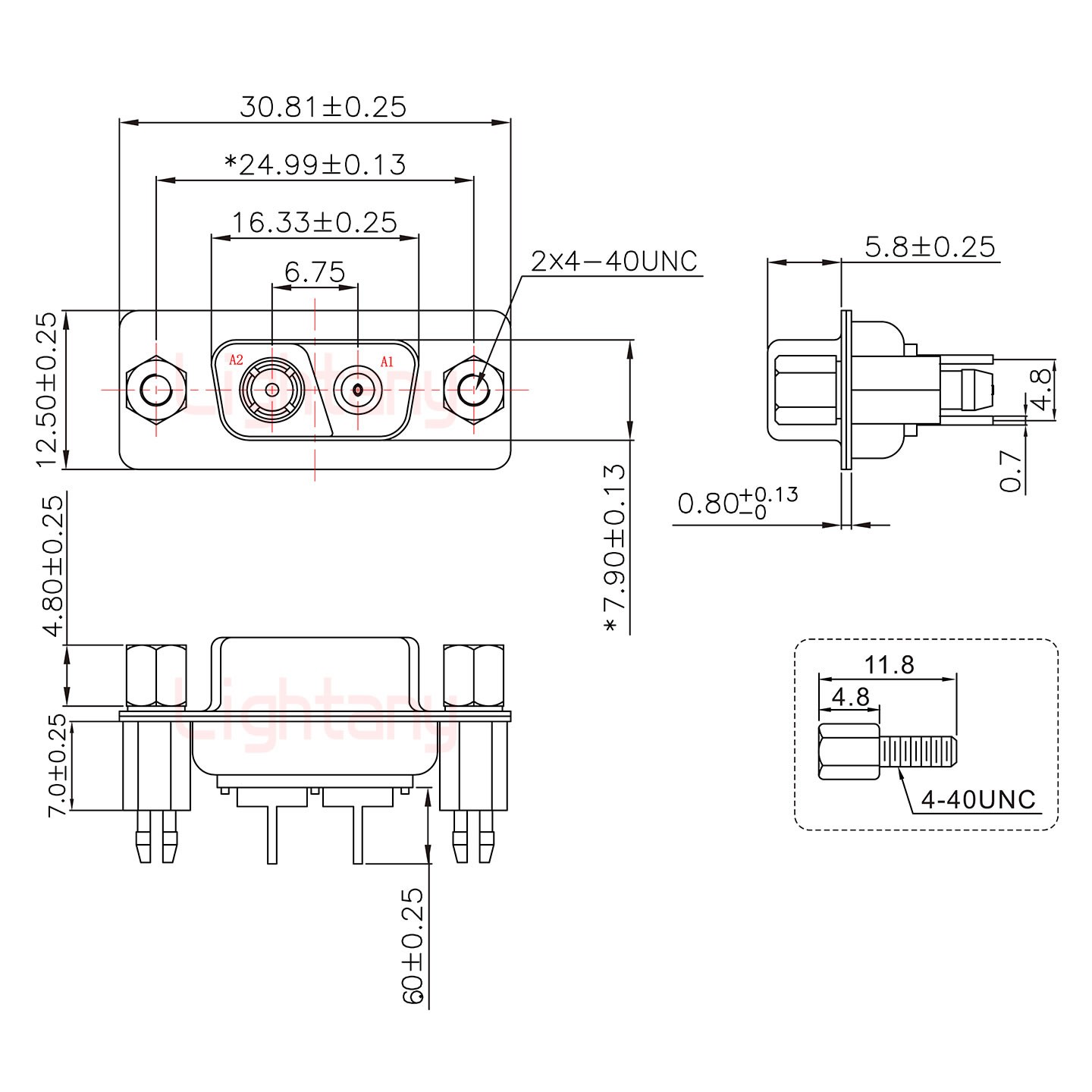 2V2母PCB直插板/鉚魚叉7.0/射頻同軸75歐姆