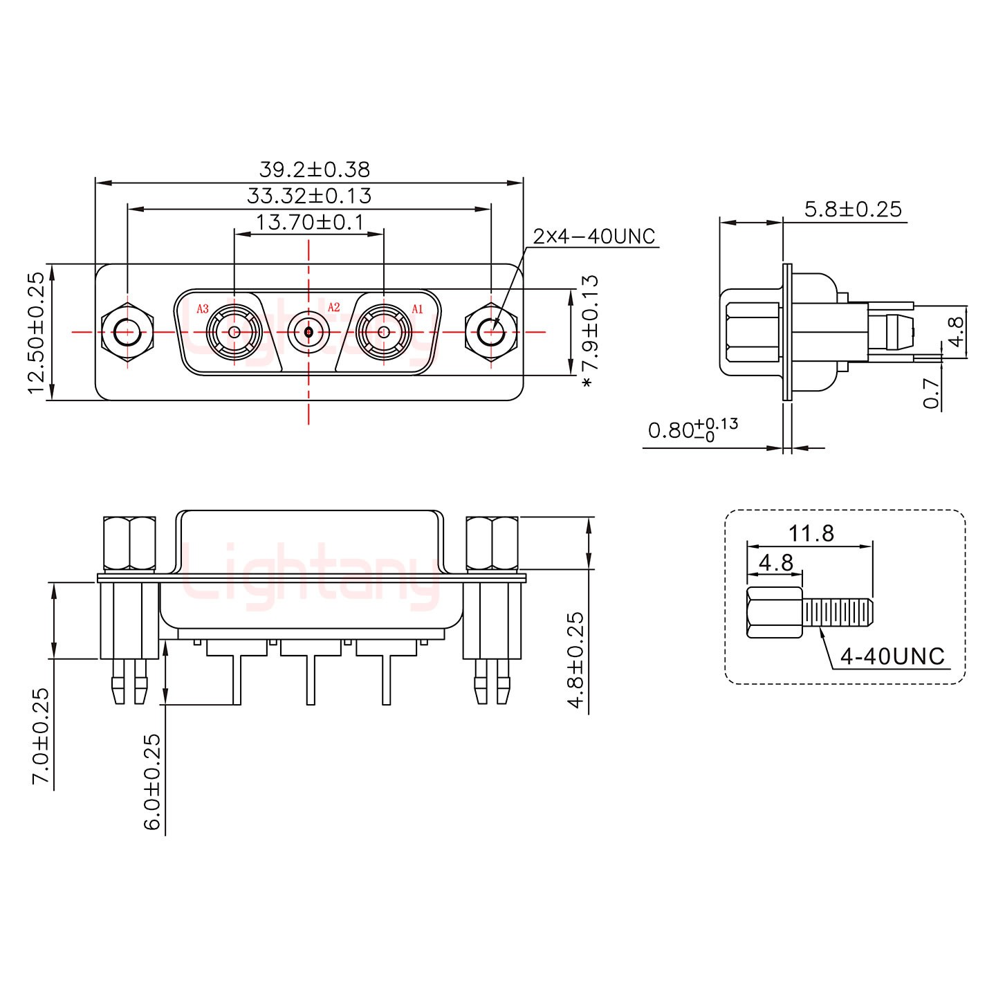 3V3母PCB直插板/鉚魚叉7.0/射頻同軸75歐姆