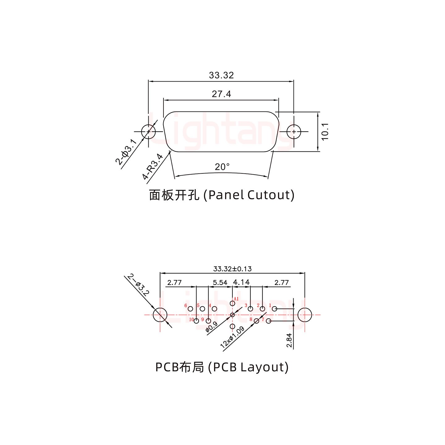 11W1母PCB直插板/鉚魚叉7.0/射頻同軸50歐姆