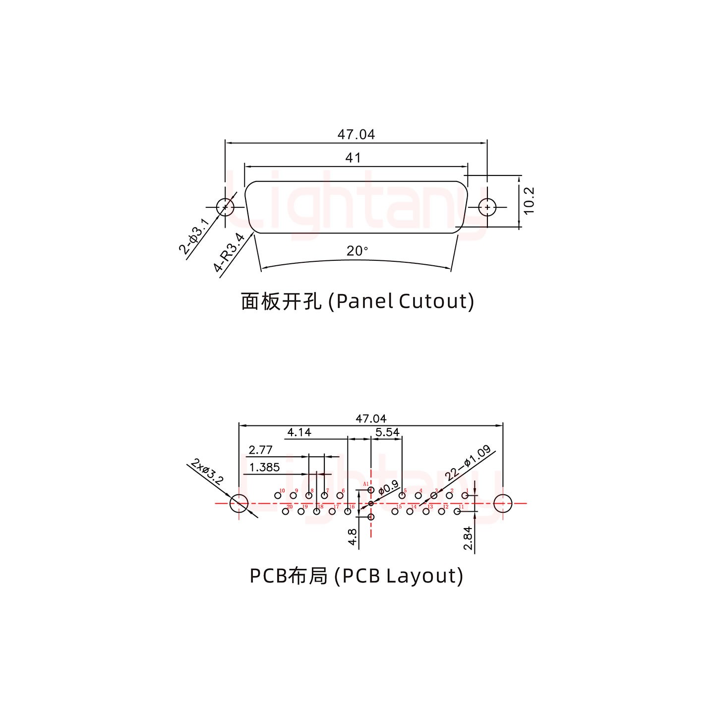 21W1母PCB直插板/鉚魚(yú)叉7.0/射頻同軸75歐姆