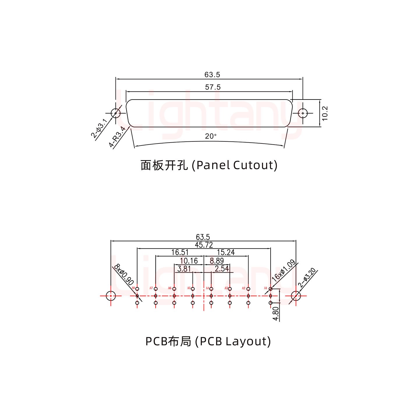 8W8母PCB直插板/鉚魚叉7.0/射頻同軸50歐姆