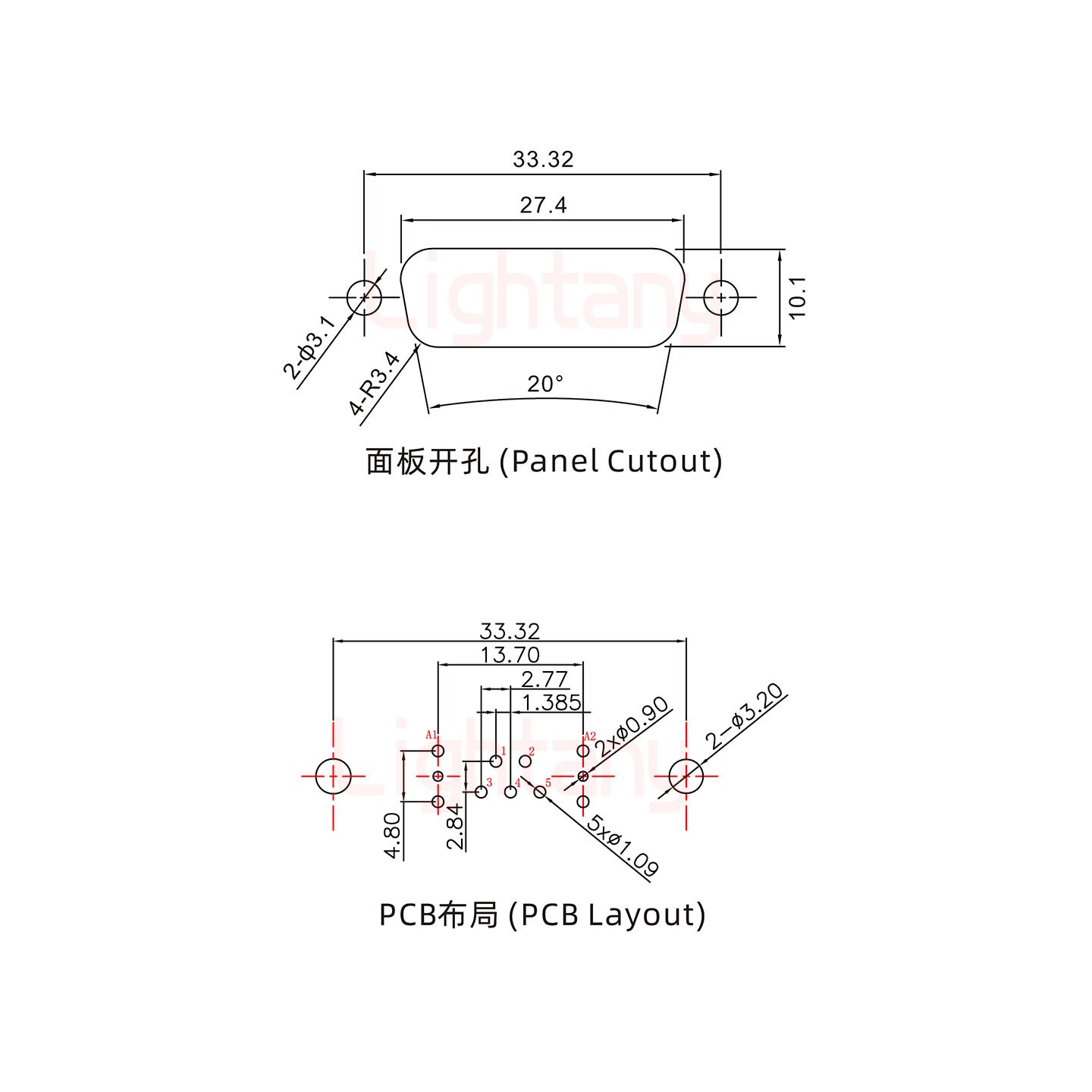 7W2公PCB直插板/鉚魚(yú)叉7.0/射頻同軸50歐姆