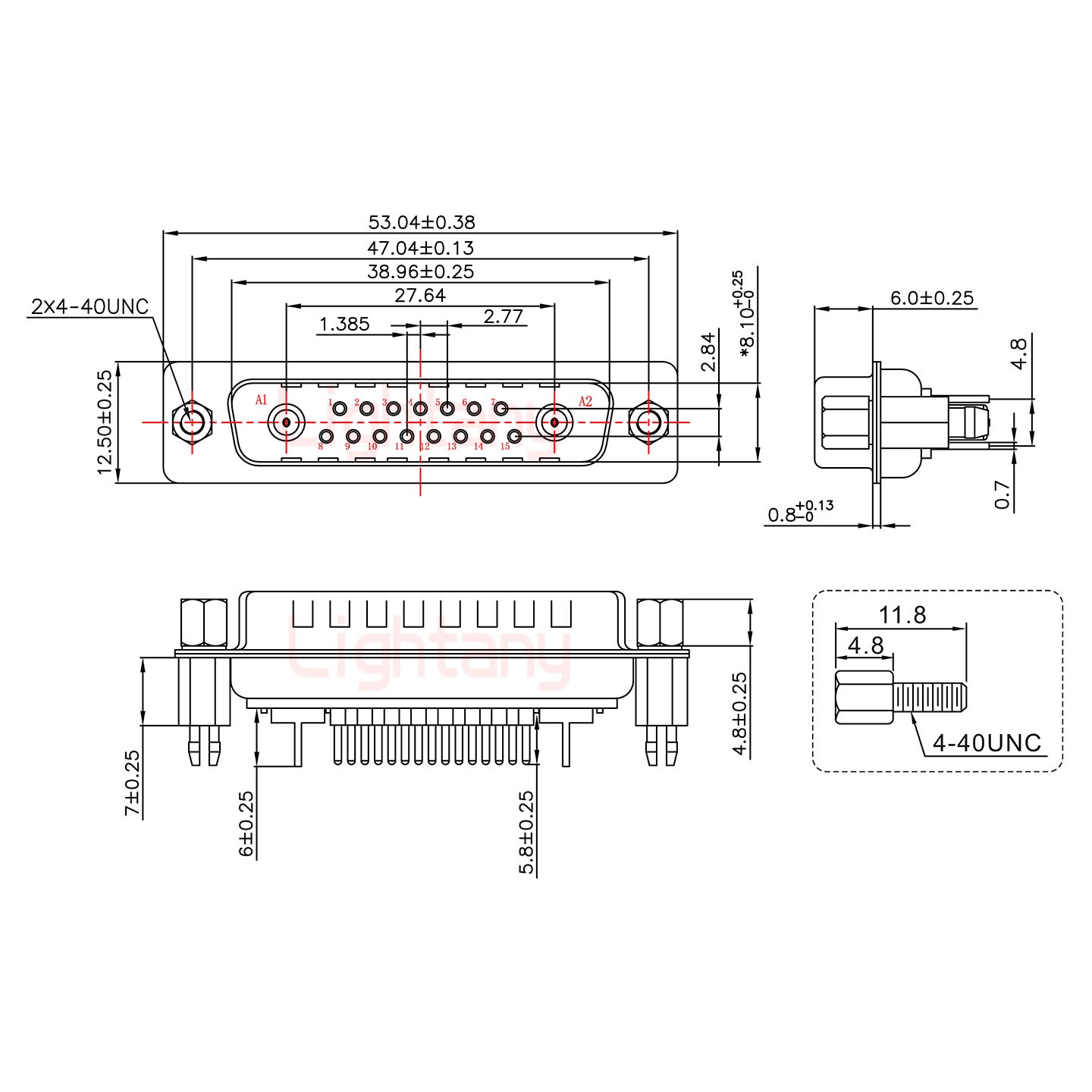 17W2公PCB直插板/鉚魚(yú)叉7.0/射頻同軸50歐姆