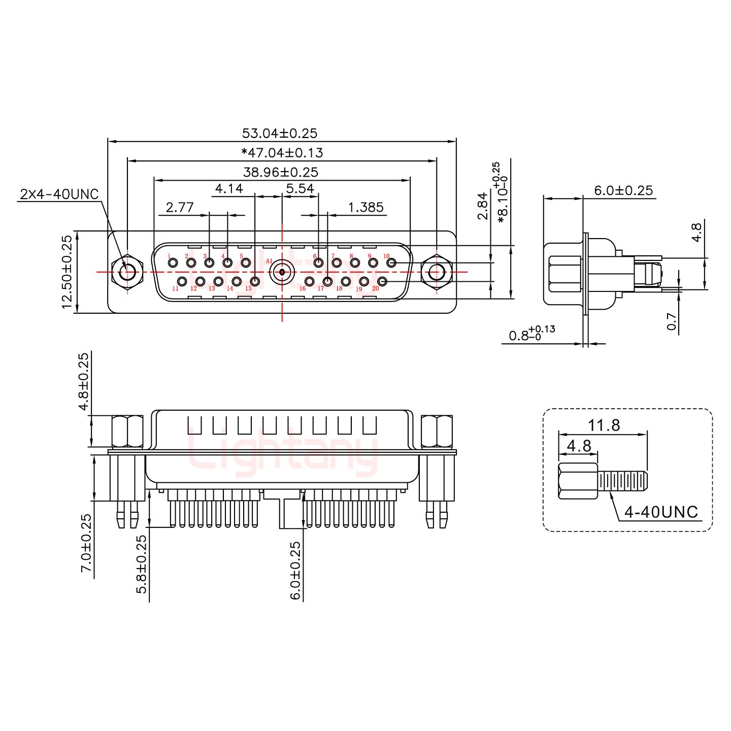 21W1公PCB直插板/鉚魚叉7.0/射頻同軸50歐姆