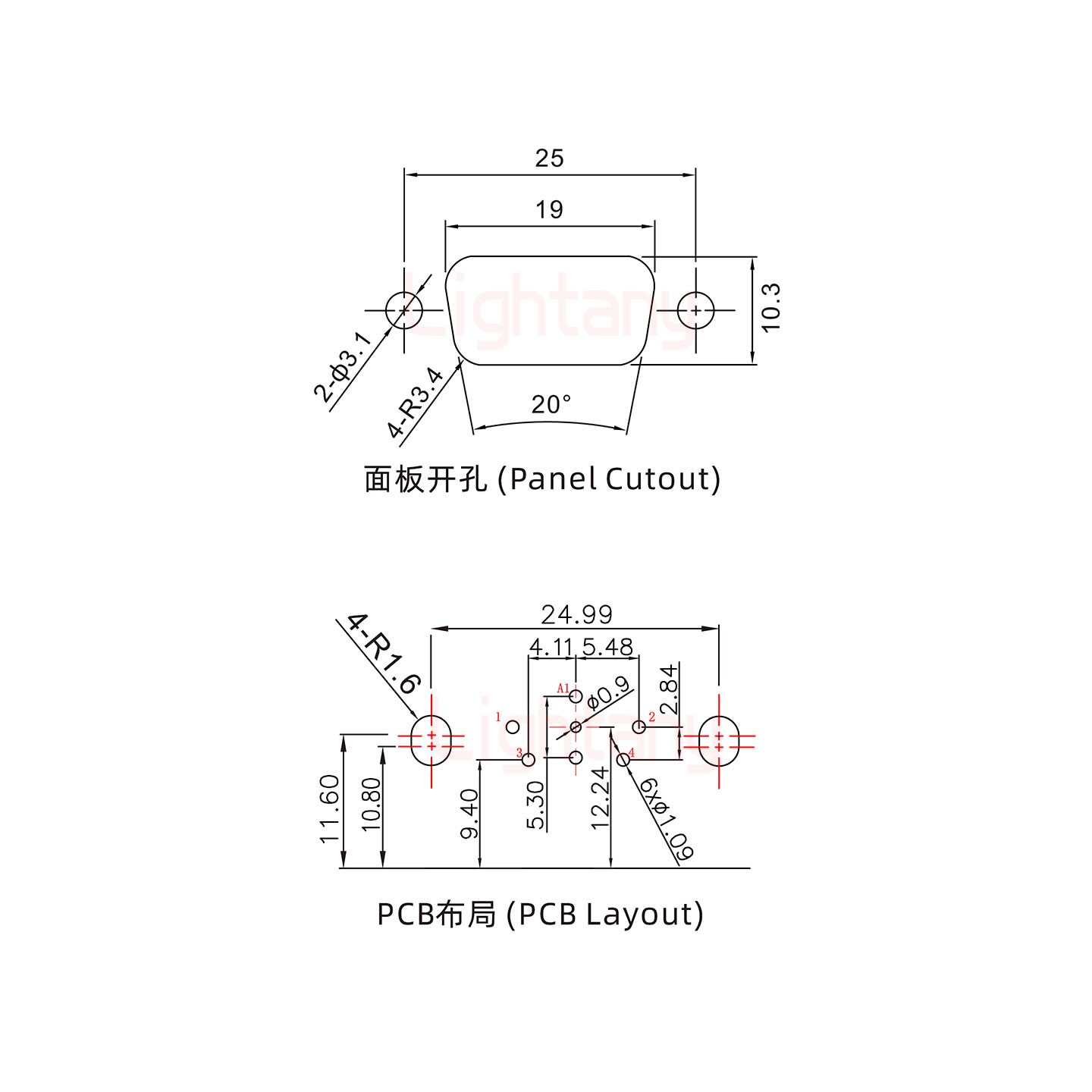 5W1公PCB彎插板/鉚支架10.8/射頻同軸75歐姆