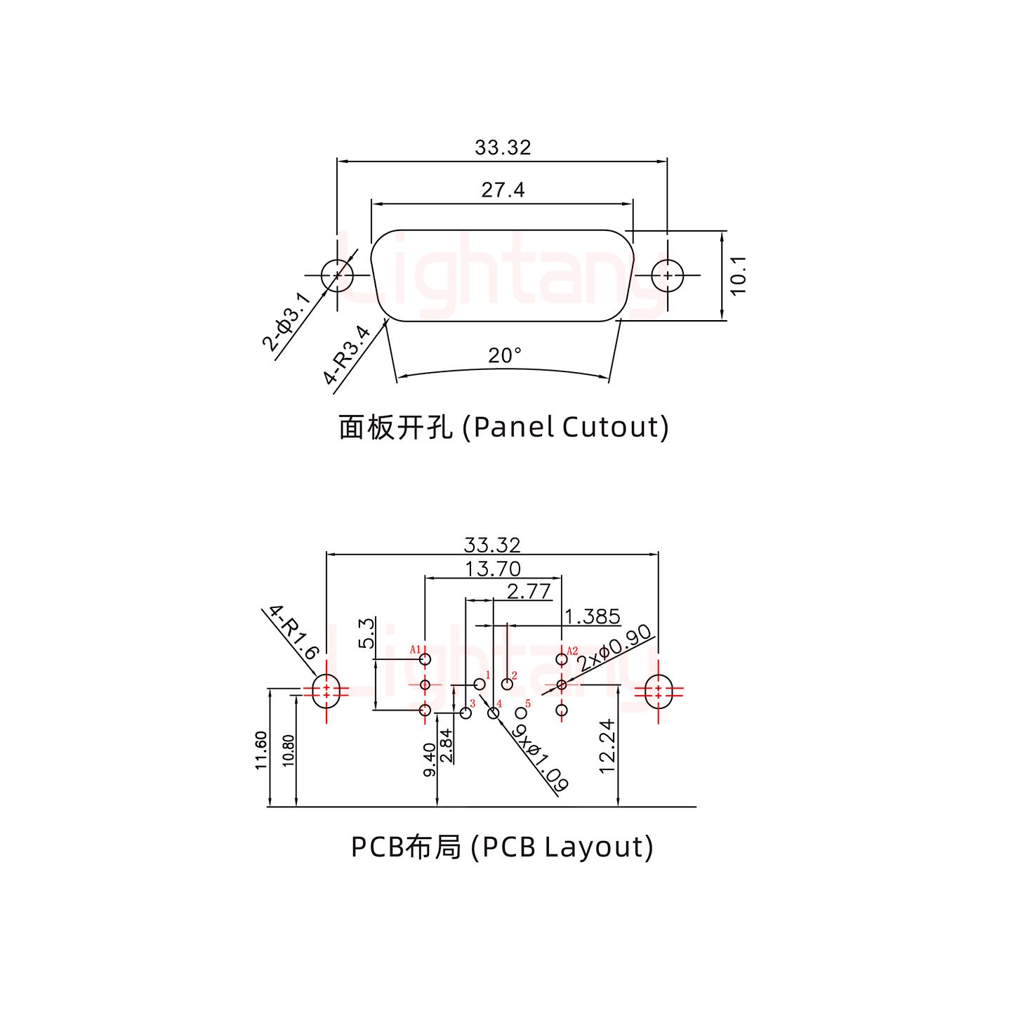 7W2公PCB彎插板/鉚支架10.8/射頻同軸50歐姆