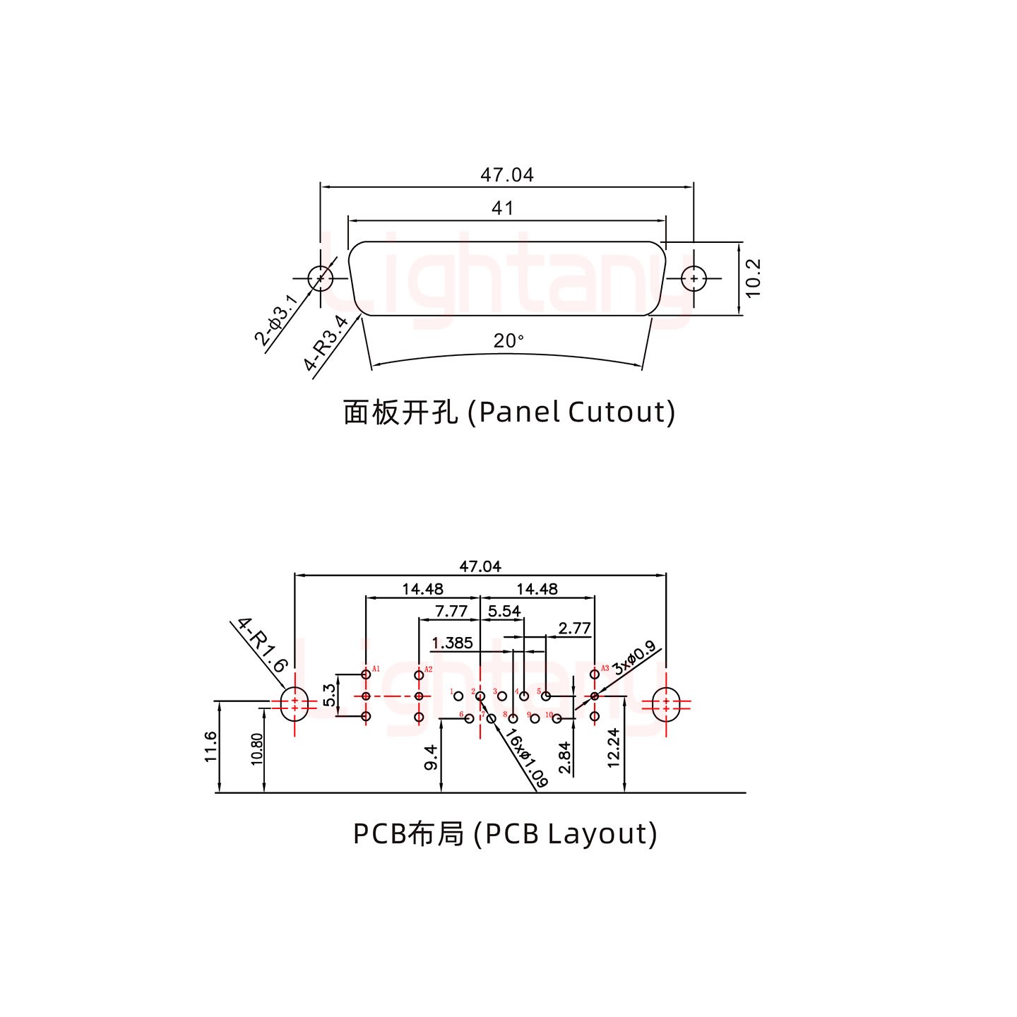 13W3公PCB彎插板/鉚支架10.8/射頻同軸50歐姆