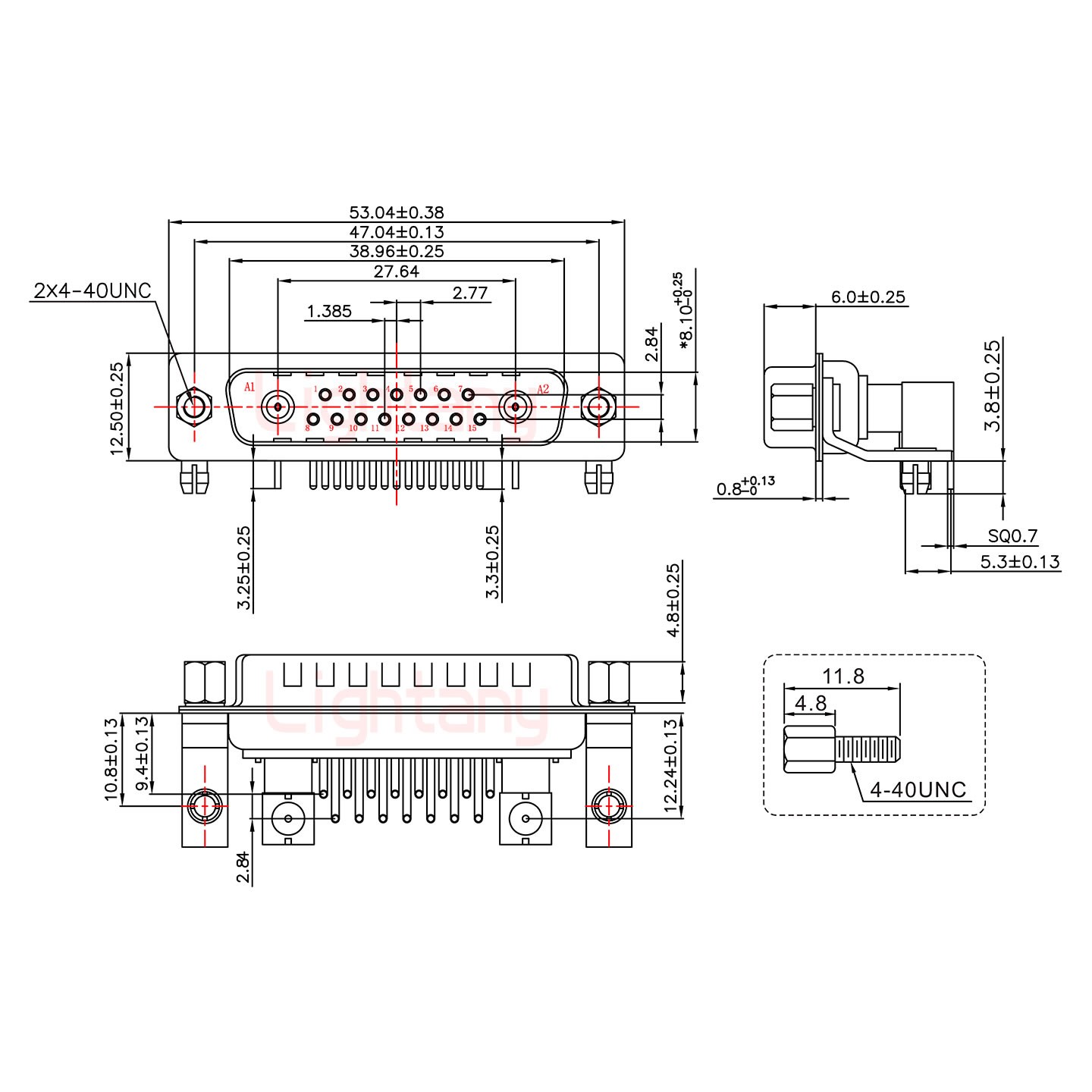 17W2公PCB彎插板/鉚支架10.8/射頻同軸75歐姆