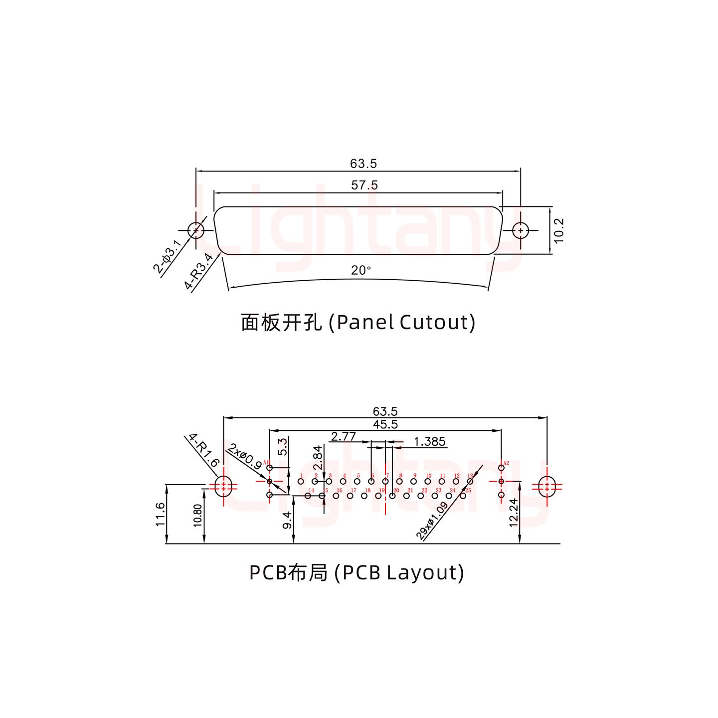 27W2公PCB彎插板/鉚支架10.8/射頻同軸75歐姆