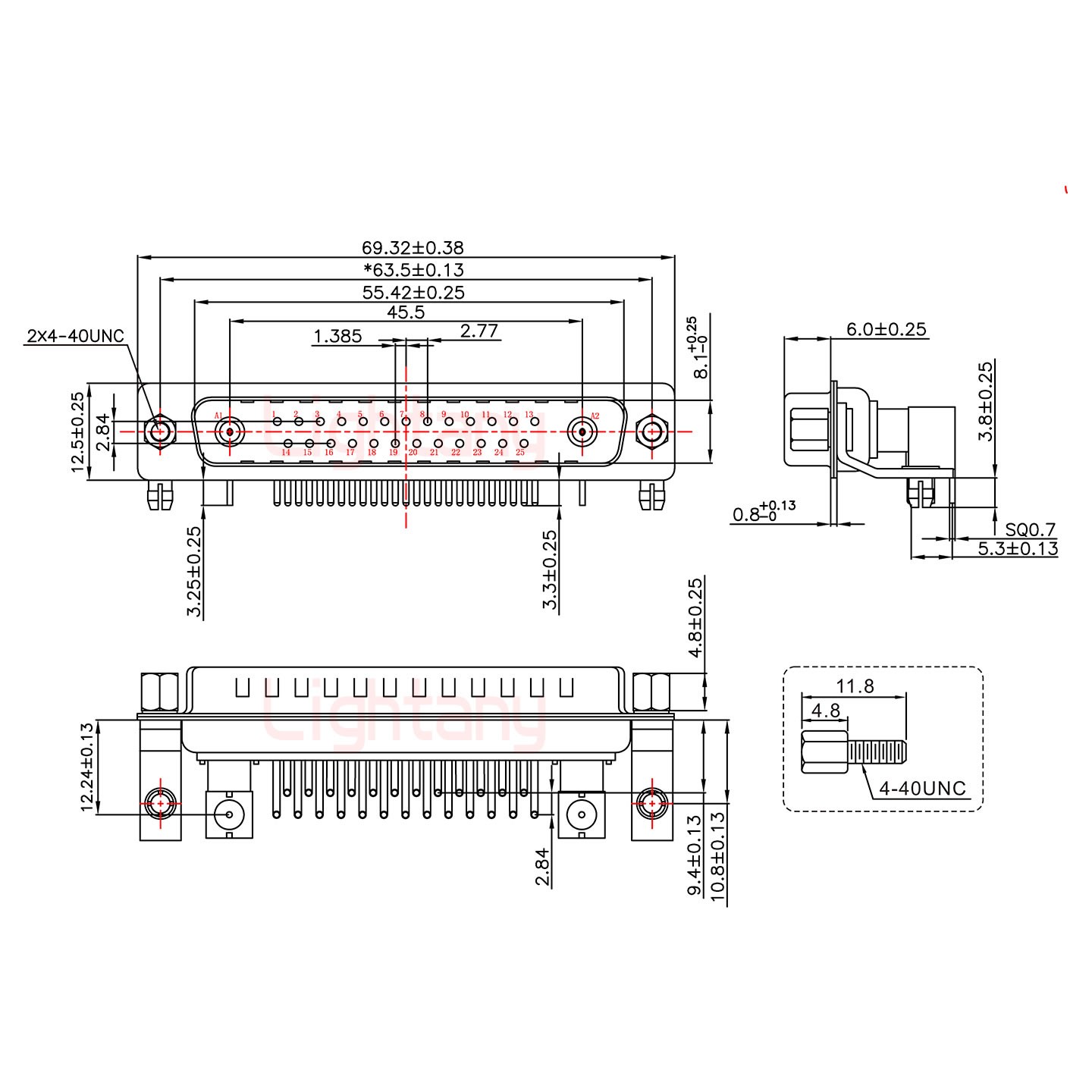 27W2公PCB彎插板/鉚支架10.8/射頻同軸75歐姆