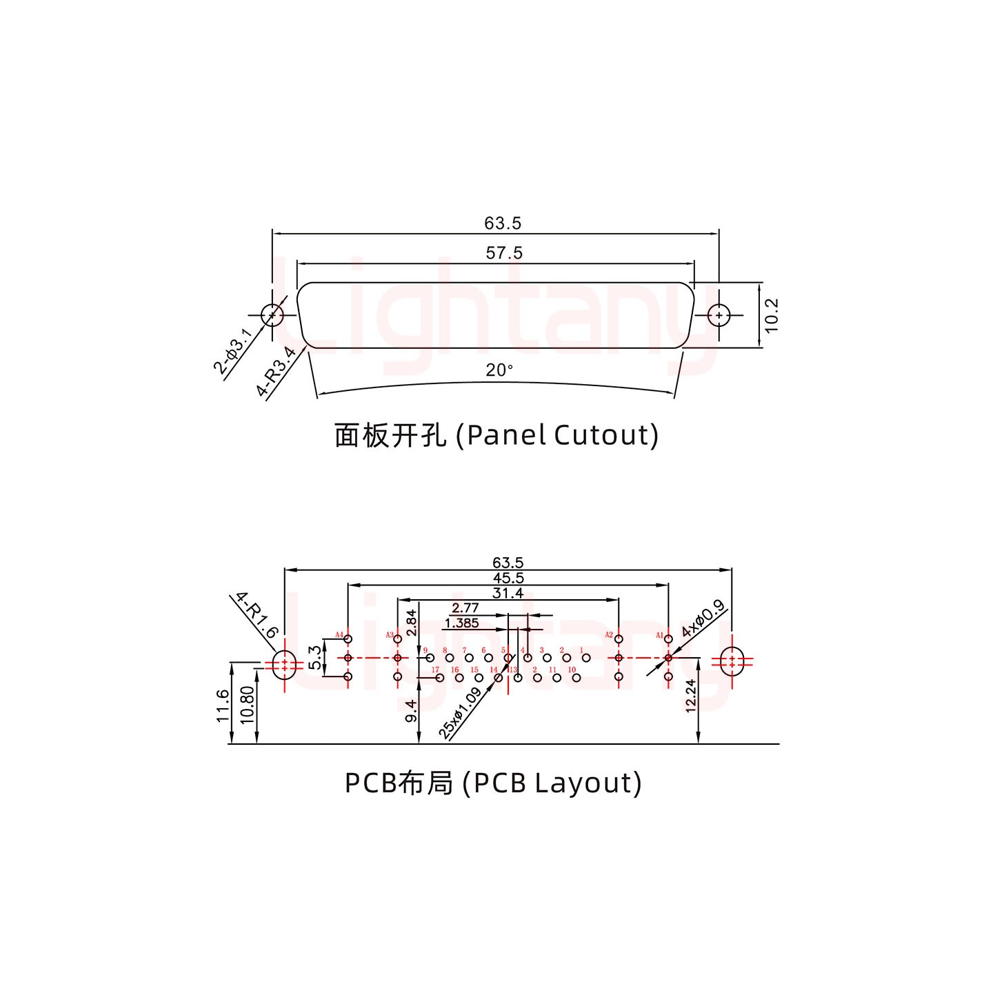 21W4母PCB彎插板/鉚支架11.6/射頻同軸75歐姆