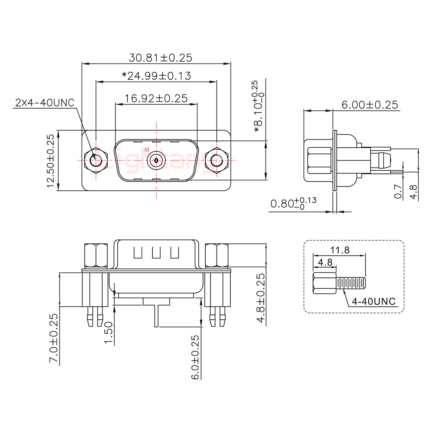 1W1公PCB直插板/鉚魚(yú)叉7.0/射頻同軸75歐姆