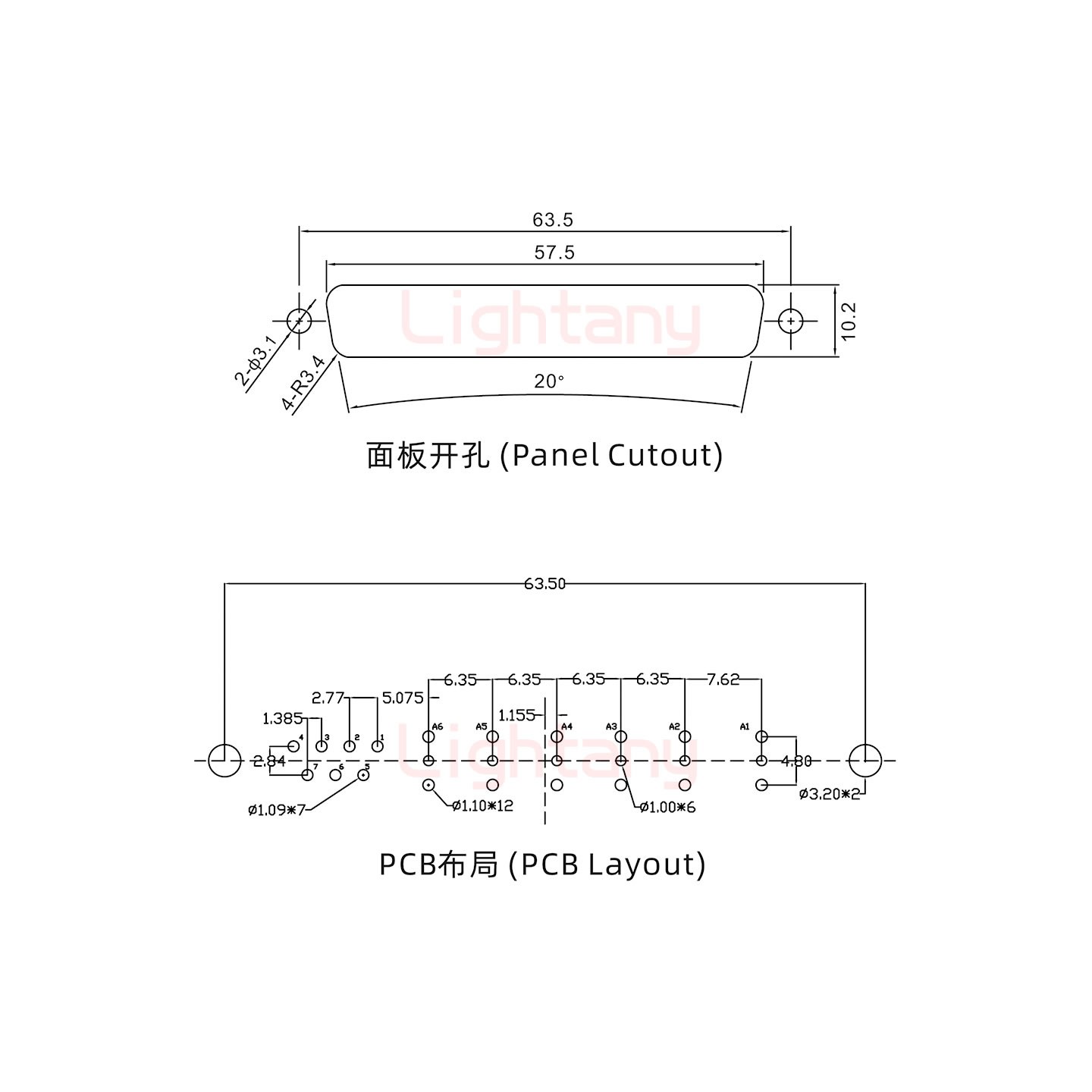 13W6B母PCB直插板/鉚魚(yú)叉7.0/射頻同軸50歐姆