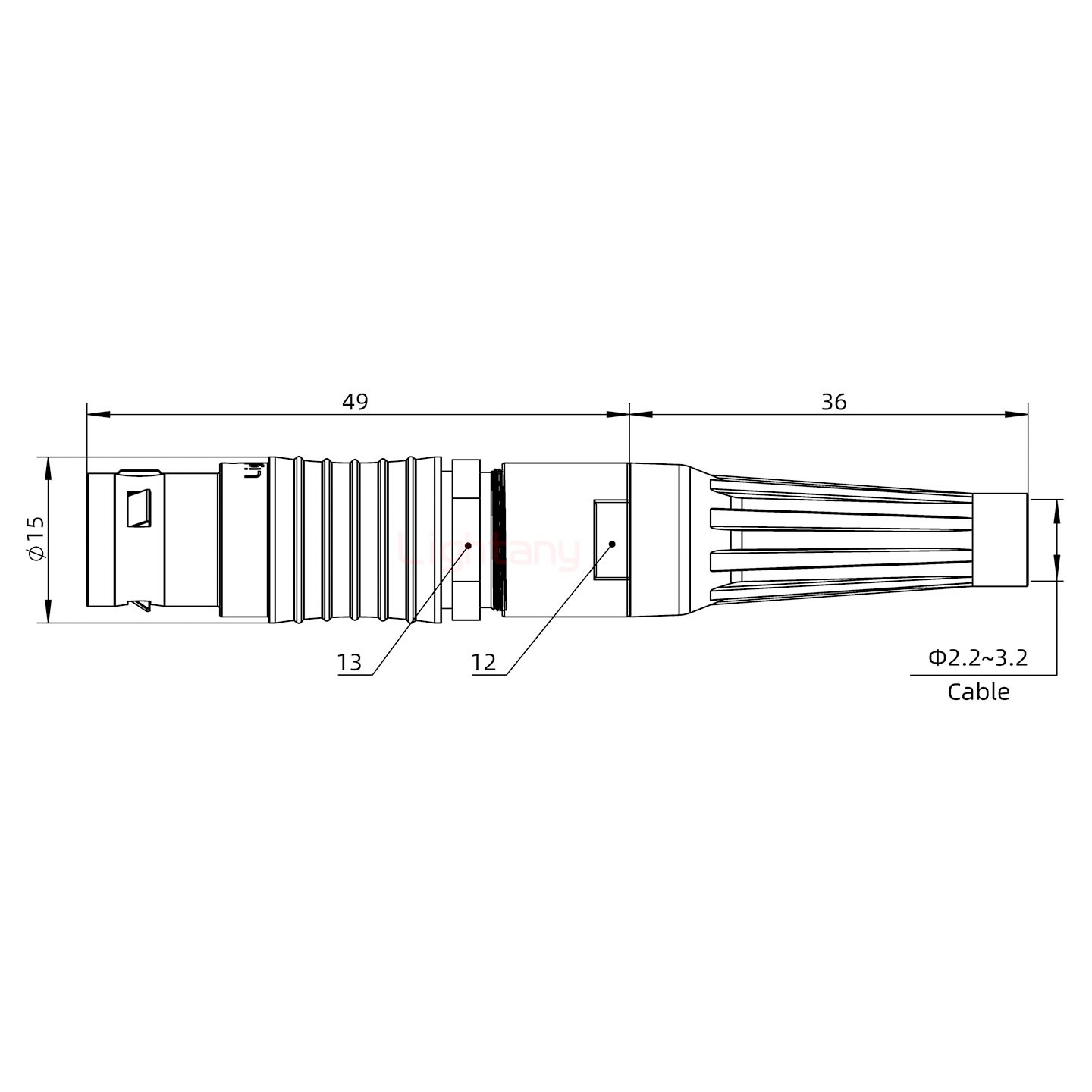 FGG.2B.002.CLAM31Z帶護套直式插頭