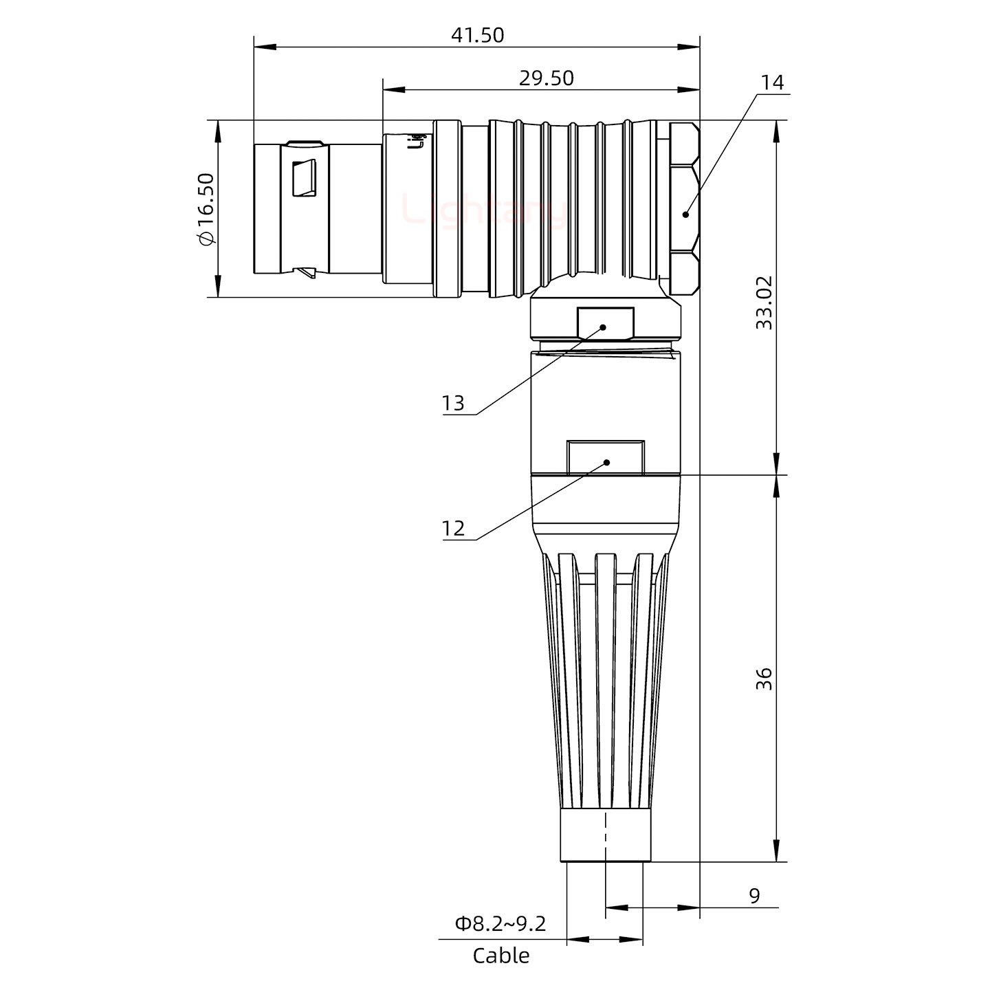 FHG.2B.002.CLAD92Z推拉自鎖帶護(hù)套彎式插頭