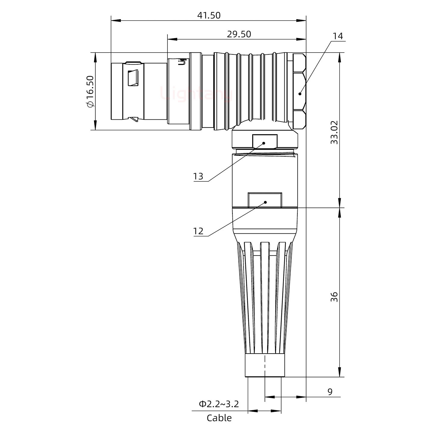 FHG.2B.012.CLAM31Z推拉自鎖帶護(hù)套彎式插頭