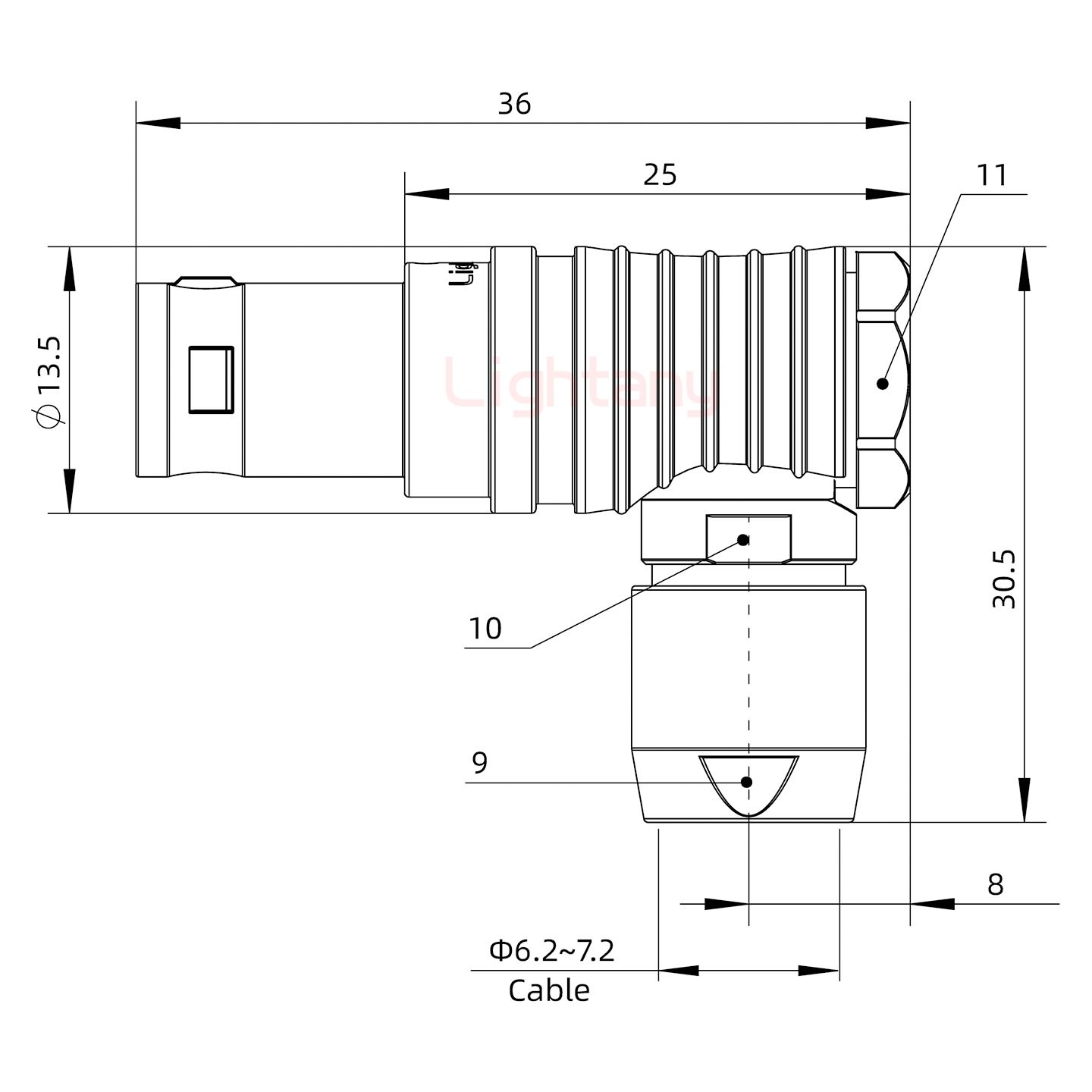 FHG.1B.010.CLAD72推拉自鎖彎式插頭