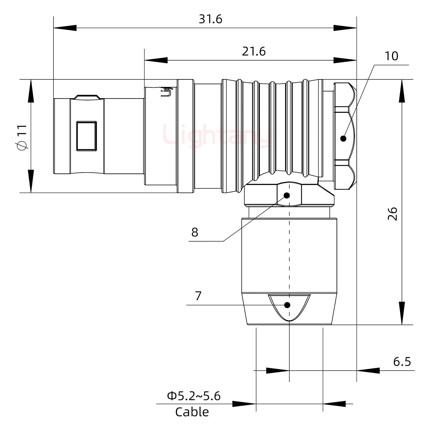 FHG.0B.002.CLAD56推拉自鎖彎式插頭