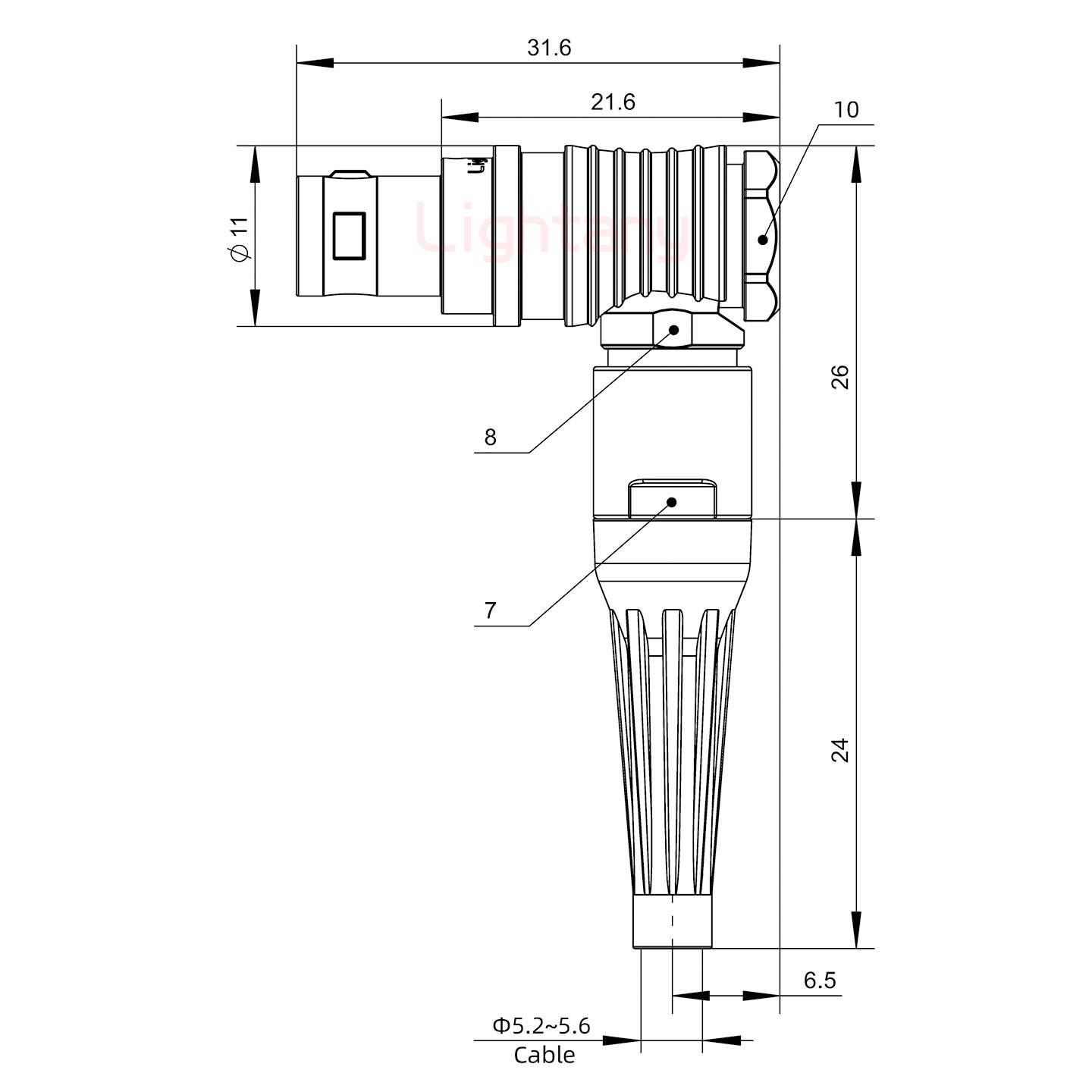 FHG.0B.002.CLAD56Z帶護(hù)套彎式插頭