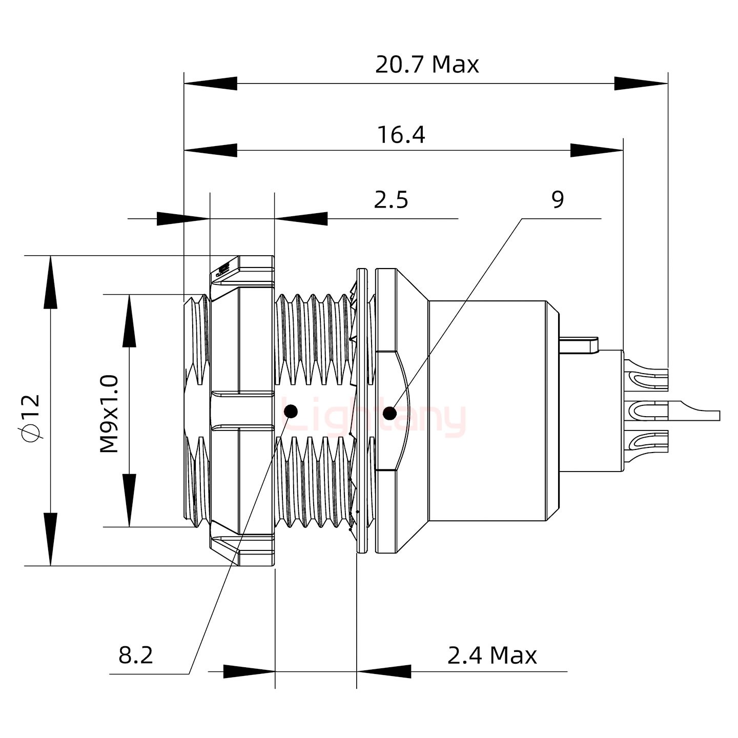 EEG.0B.009.CLL推拉自鎖前螺母插座 焊線