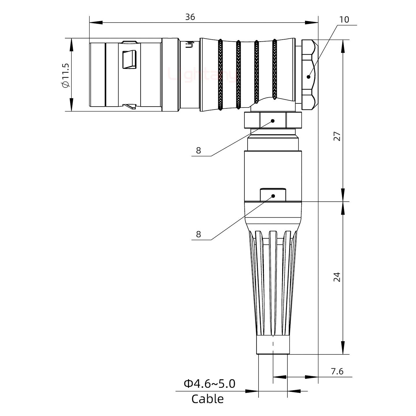 FHG.0K.003.CLAC50Z推拉自鎖帶護(hù)套彎式插頭