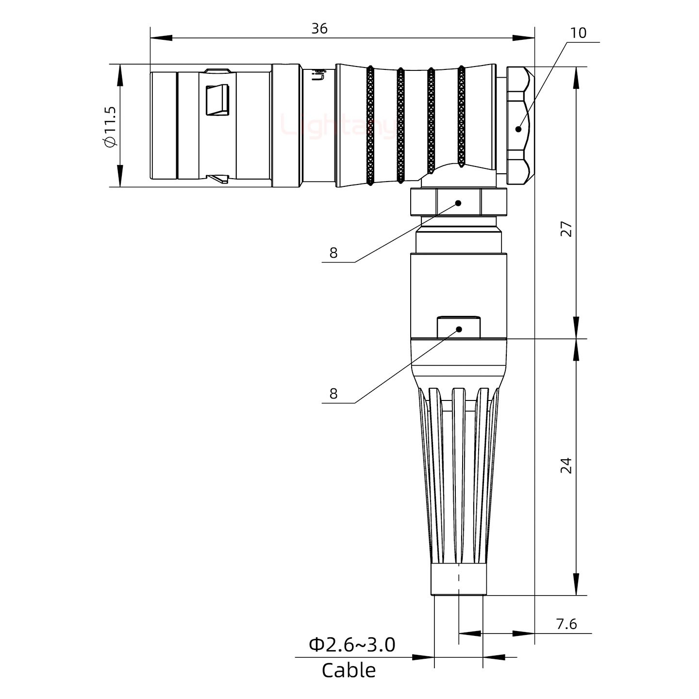 FHG.0K.006.CLAC30Z推拉自鎖帶護套彎式插頭