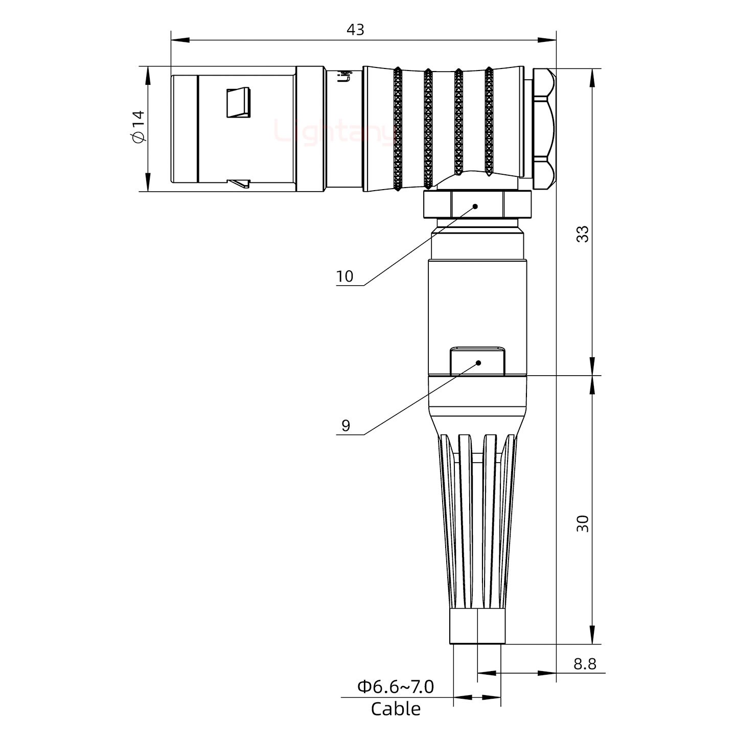 FHG.1K.004.CLAK70Z推拉自鎖帶護(hù)套彎式插頭