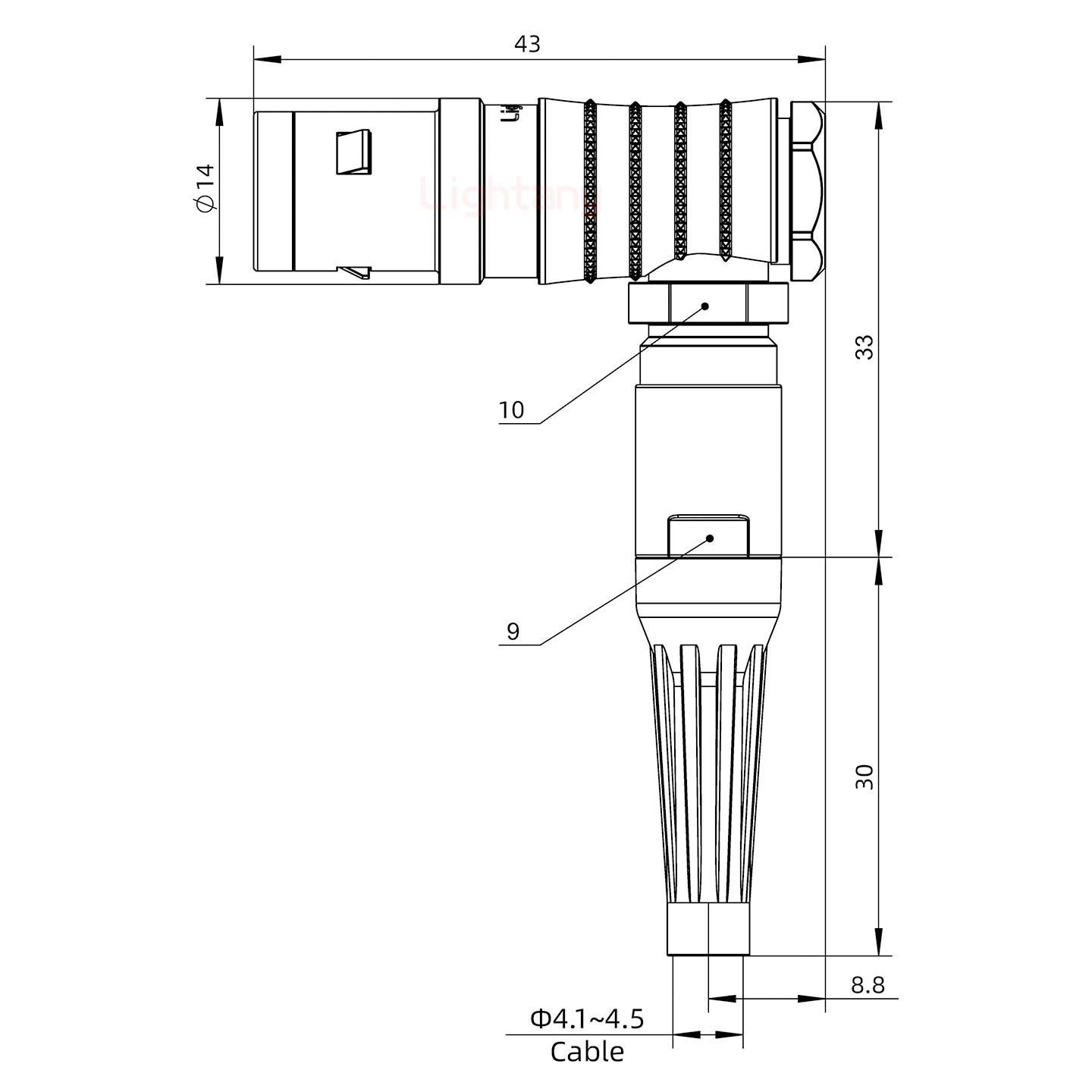 FHG.1K.002.CLAC45Z推拉自鎖帶護(hù)套彎式插頭