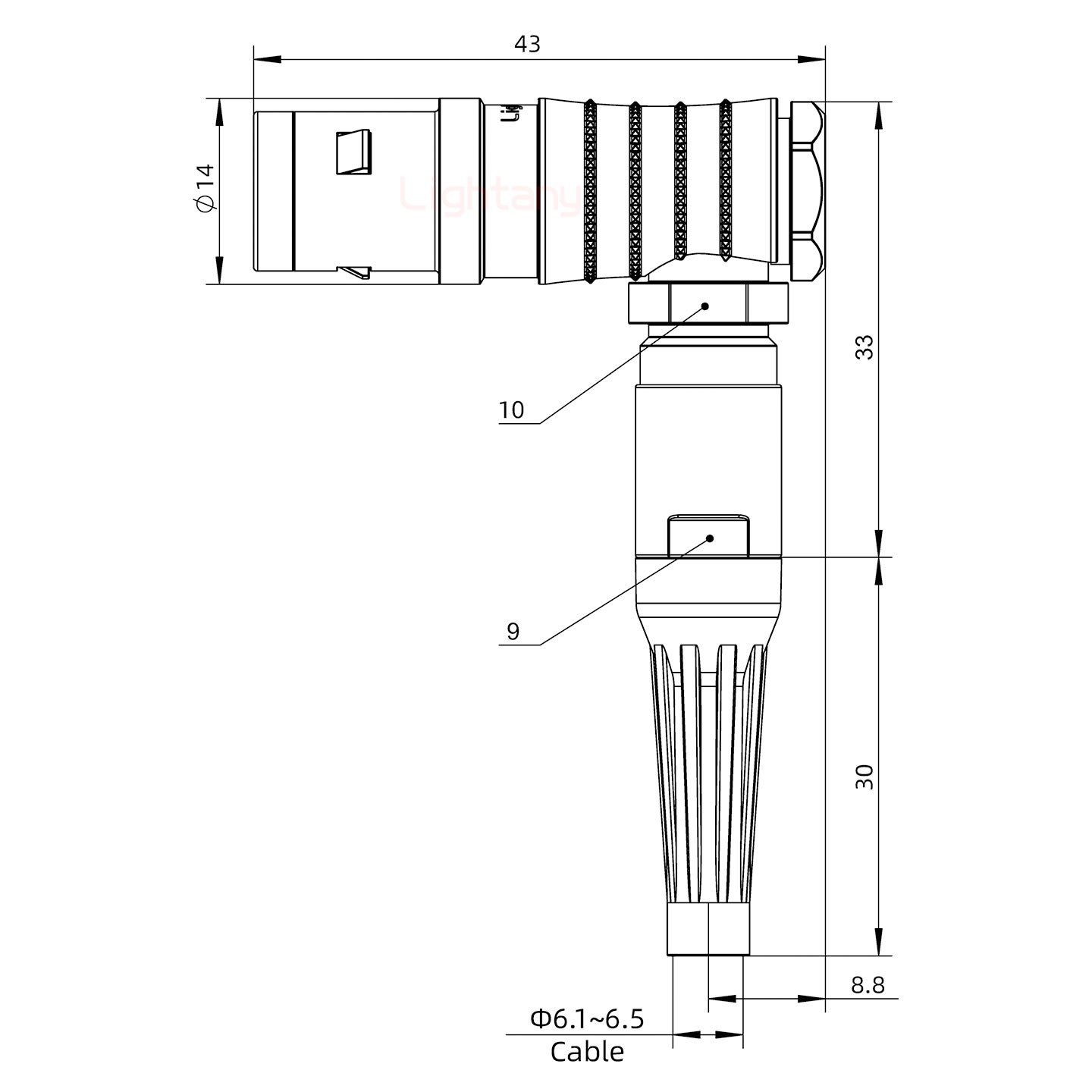 FHG.1K.005.CLAC65Z推拉自鎖帶護(hù)套彎式插頭