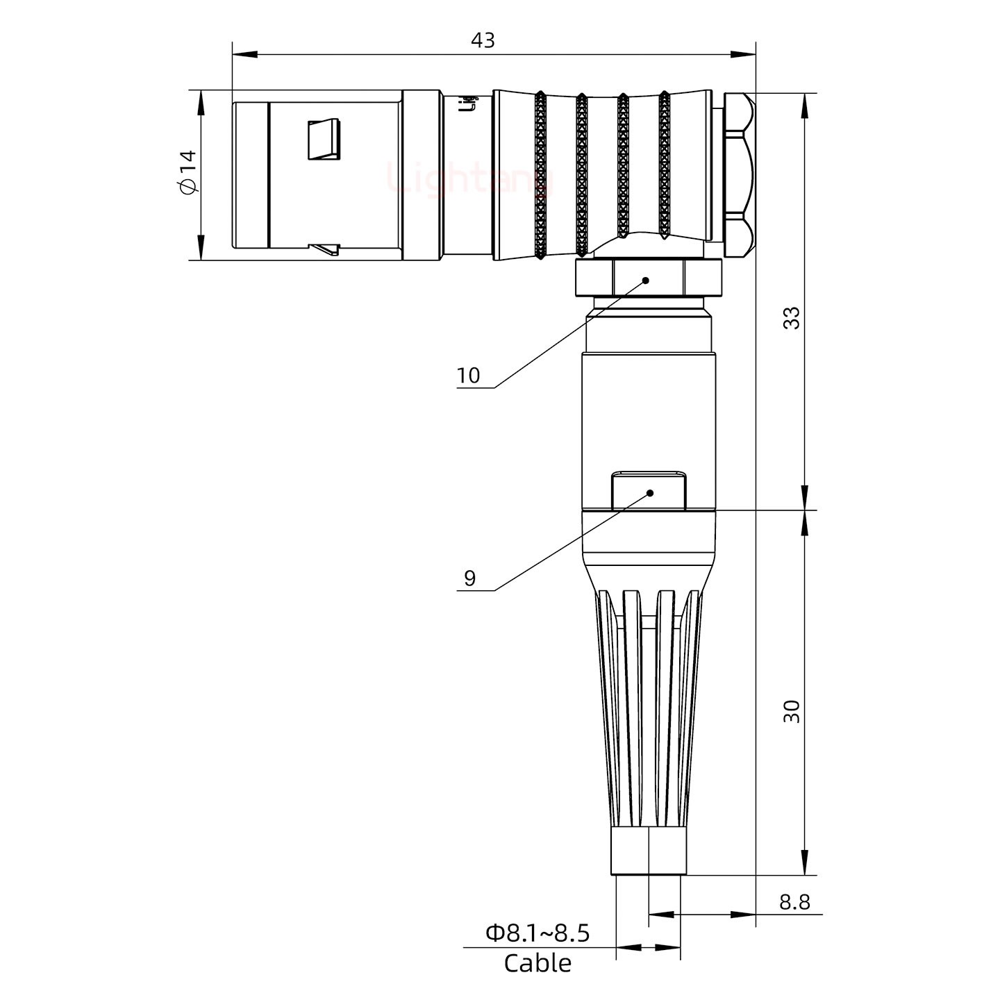 FHG.1K.007.CLAK85Z推拉自鎖帶護套彎式插頭